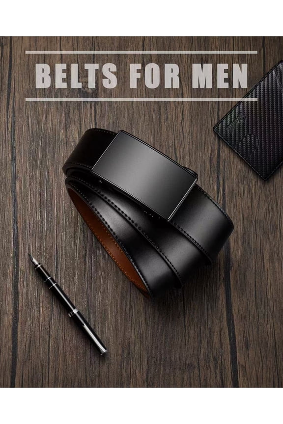 Men's Hidden Inner Slide Ratchet Belt, Inward Track Leather Automatic Belt, Trim to Fit Dress Casual Men's Accessory, Perfect Father's Day Gift