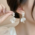 thumbnail image 1 of Ziurtnc 1 Pair Women Hanging Earrings Flower Tassel Butterfly Decor Cubic Zirconia Electroplated Ear Decoration Jewelry Lady Prom Huggie Earring Party Dangle Earrings, 1 of 8