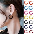 thumbnail image 1 of Ziurtnc 1 Pair Women Huggie Earrings C-shaped Solid Color Smooth Lightweight Daily Commute Dating Earrings Lady Ear Jewelry, 1 of 8