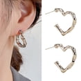 thumbnail image 1 of Ziurtnc 1 Pair Women Huggie Earrings Irregular Heart Shape Alloy Electroplated Ear Jewelry Lady Prom Cocktail Party Commute Earrings, 1 of 7