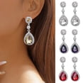 thumbnail image 1 of Ziurtnc 1 Pair Women Shining Rhinestones Drop Earrings Waterdrop Shape Tassel Sparkling Dangle Earrings Jewelry Gift, 1 of 8