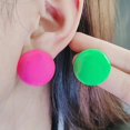 thumbnail image 1 of Ziurtnc 1 Pair Women Stud Earrings Round Shape Candy Color Smooth Lightweight Hollow Prom Daily Commute Ear Studs Lady Jewelry, 1 of 8