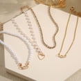 thumbnail image 1 of Ziurtnc 4Pcs Luxurious Gold Bracelets Rhinestones Hollow Heart Jewelry Sets Dainty Alloy Pearl Bracelet Gifts for Women Girls, 1 of 7