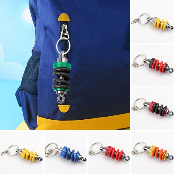 Ziurtnc Key Ring Shock Absorber Shaped Electroplating Colored High Simulated Unfading Decorate Lightweight Universal Metal Key Chain Car Pendant