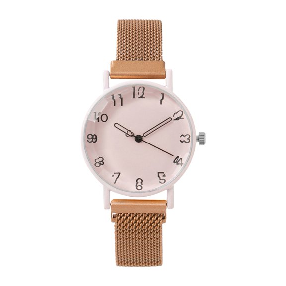 Ziurtnc Lady Daily Watch Quartz Movement Round Dial Magnetic Connection Band Simple Style Alloy Time-checking High Accuracy Lady Wristwatch Dating Timepiecetch