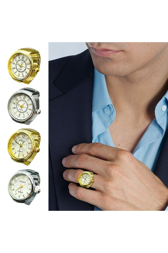 Ring Watches Men Women Elastic Finger Watches Clear Round Dial Quartz Ring Watches for Valentine's Day