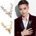 thumbnail image 1 of Ziurtnc Unisex Brooch Retro Antler Shape Stainless Exquisite Vintage Anti-slip Wear-resistant Coat Collar Hat Scarf Decoration Clothes Pin Garment Jewelry, 1 of 7
