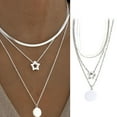 thumbnail image 1 of Ziurtnc Women Necklace Three-layered Star Pendant Solid Color Hollow Chain Individual Adjustable Length Prom Daily Dating Neck Jewelry Lady Clavicle Necklace, 1 of 7