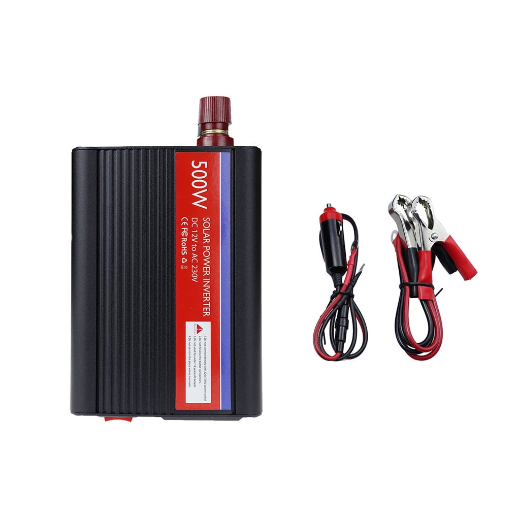 Ziuscore 500W Sine Wave Power Converter DC 12V to for AC 230V Solar Overload Protection Built-in Fan Adapter Ship Camping Travelling Inverter Black