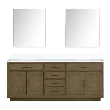 Ziva 30 in W x 22 in D White Bath Vanity, White Quartz Top and 28 in Mirror