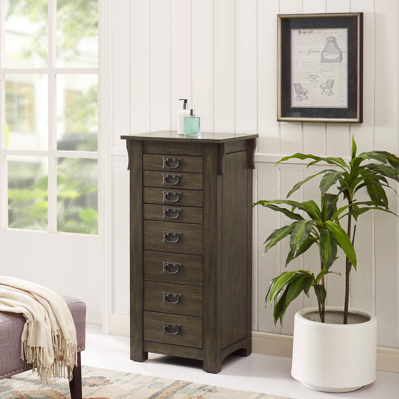 Ziva Jewelry Armoire, Gray