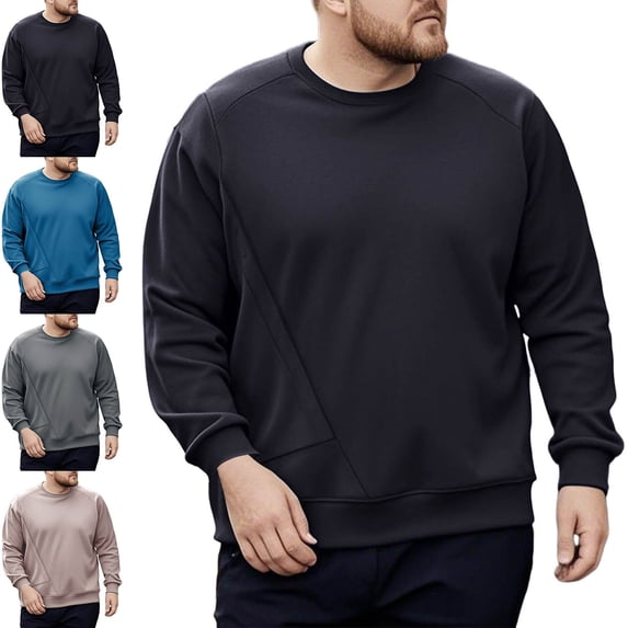 Zivyakyron Big and Tall Men's Sweatshirts Crew Neck Raglan Fall Cotton Long Sleeve Pullover Loose Casual Mens Shirt Solid Gray L