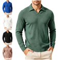 thumbnail image 1 of Zivyakyron Business Men's Polo Shirts Long Sleeve Fall Pullover Knit Loose Casual Collared Plain Shirts Black L, 1 of 7