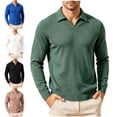 thumbnail image 1 of Zivyakyron Business Polos for Men Pullover Knit Fall Long Sleeve Casual Shirts Loose Plain Collared White L, 1 of 7