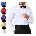 thumbnail image 1 of Zivyakyro Fall Men Shirts Collared Dressy Long Sleeve Skinny Pleated Plain Tuxedo Shirt Red 3XL, 1 of 8