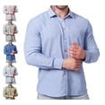 thumbnail image 1 of Zivyakyro Fall Mens Shirts Golf Button down Striped Big and Tall Casual Long Sleeve Shirt Collared Pink L, 1 of 8