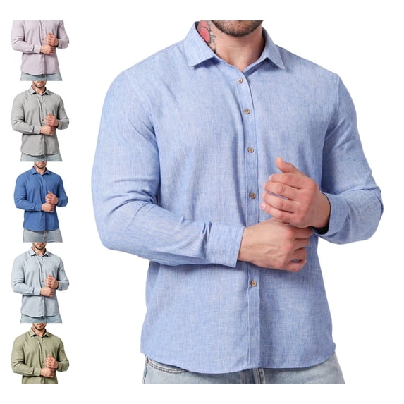 Zivyakyro Fall Mens Shirts Golf Button down Striped Big and Tall Casual Long Sleeve Shirt Collared Pink L