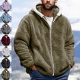 thumbnail image 1 of Zivyakyro Fall Winter Mens Fleece Jacket Teddy Warm Long Sleeve Zip up Plain Loose Hooded Jackets Gray M, 1 of 6