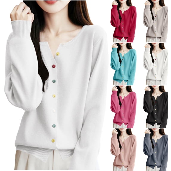 Zivyakyro Fall Winter Women's Sweaters Cotton Ribbed Knit Cardigan Button dowm Loose Notch Neck Long Sleeve Cardigans Pink XL