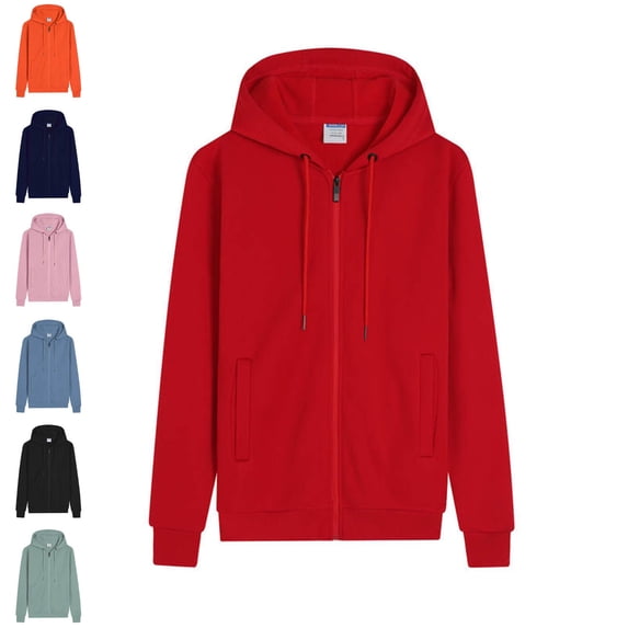 Zivyakyron Fleece Men Hoodies Zip up Fall Long Sleeve Mens Jacket Athleisure Outdoor Loose Solid Blue M