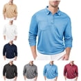 thumbnail image 1 of Zivyakyron Golf Mens Polo Shirts Performance Sports Long Sleeve Button Shirts Solid Loose Collared Fall Blue S, 1 of 8