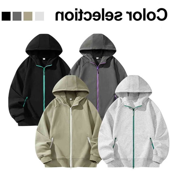 Zivyakyron Hoodies for Men Long Sleeve Athletic Fall Zip up Loose Solid Raglan Men Jacket Streetwear Green XL