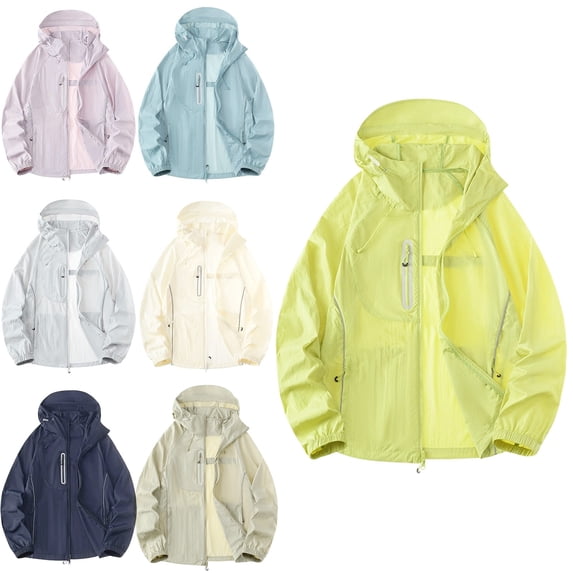 Zivyakyro Lightweight Rain Jacket Men Zip up Cycling Hiking Windbreaker Jackets Performance Long Sleeve Plain Loose Blue S