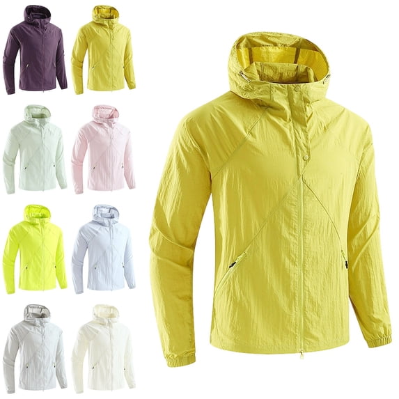 Zivyakyro Lightweight Wind Breaker Jackets Mens Athletic Long Sleeve Rain Zip up Loose Sun Protection Hooded Jacket Solid Blue 3XL