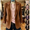 thumbnail image 1 of Zivyakyron Long Sleeve Blazers for Women Corduroy Dressy Fall Jacket for Women Button Work Loose Solid Outerwear Brown L, 1 of 10