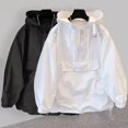 thumbnail image 1 of Zivyakyro Long Sleeve Mens Jackets Fall Winter Half Zip Big and Tall Anorak Solid Drawstring Jacket Streetwear Lightweight Hooded White L, 1 of 7