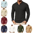 thumbnail image 1 of Zivyakyro Long Sleeve Mens Polos Collared Fall Button Textured Slim Solid Officewear with Pocket Shirt Beige L, 1 of 8