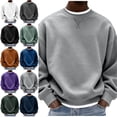 thumbnail image 1 of Zivyakyron Long Sleeve Mens Sweatshirt Fall Pullover Casual Crew Neck Men's Shirts Solid Outdoor Basic Loose Green 2XL, 1 of 6