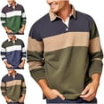 thumbnail image 1 of Zivyakyron Long Sleeve Polos for Men Knit Fall Button Rugby Vintage Colorblock Loose Shirts Collared Green 2XL, 1 of 4
