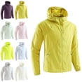 thumbnail image 1 of Zivyakyro Long Sleeve Wind Breaker Jackets Mens Zip up Rain Athletic Lightweight Jacket Solid Loose Sun Protection Hooded Yellow S, 1 of 9