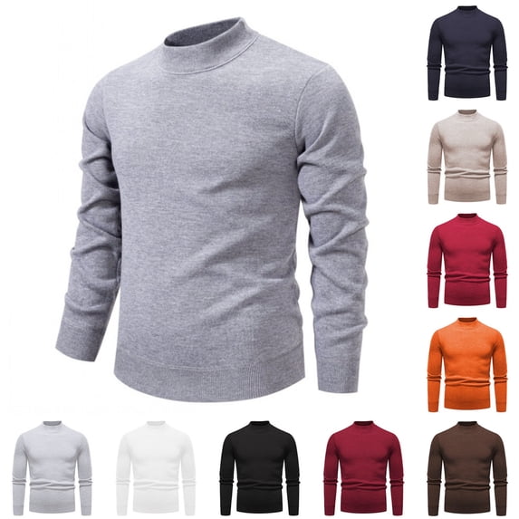 Zivyakyron Pullover Mens Sweater Athletic Fall Winter Knit Long Sleeve Layering Crew Neck Sweaters Plain Slim Black 3XL