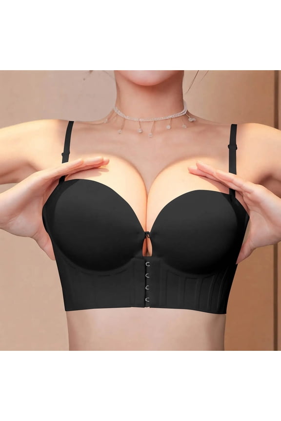 Push up Bras for Women Longline Padded Summer Underwire Bra for Women Spaghetti Straps Front Closure Molded Cup Bras