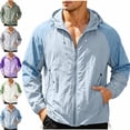 thumbnail image 1 of Zivyakyron Rain Wind Breaker Jackets Mens Long Sleeve Lightweight Quick Dry Zip up Breathable Jackets Solid Hooded Loose Green 3XL, 1 of 10