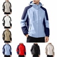 thumbnail image 1 of Zivyakyron Rain Windbreaker Jackets for Men Zip up Hiking Windproof Long Sleeve Loose Colorblock Jackets Hooded Brown S, 1 of 10