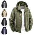 thumbnail image 1 of Zivyakyro Windbreaker Men Rain Jacket Long Sleeve Zip up Lightweight Waterproof Performance Removable Hood Jacket Loose Black XL, 1 of 10