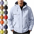 thumbnail image 1 of Zivyakyron Zip up Mens Rain Jacket Hiking Long Sleeve Sport Windbreaker Jacket Hooded Solid Loose Black 2XL, 1 of 10