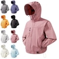 thumbnail image 1 of Zivyakyro Zip up Windbreaker Jackets for Men Rain Sport Long Sleeve Lightweight Jacket Hooded Loose Sun Protection Plain Blue XL, 1 of 10