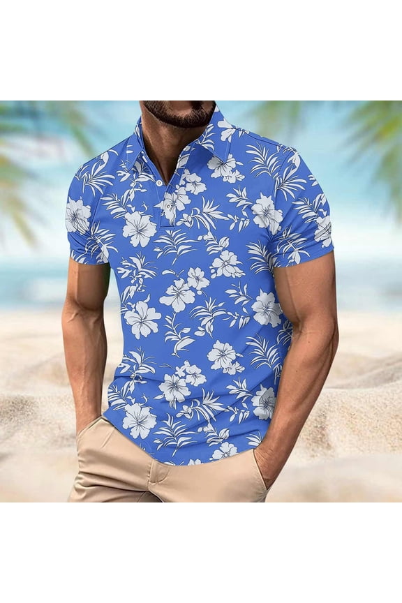 Big and Tall Polo Men T Shirt Short Sleeve Summer Clothes Men Vacation Casual Graphic Slim Collared Top