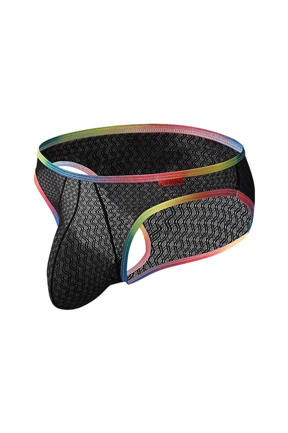 Bikini Men Low Rise Ice Silk Mesh Underwear for Men Color Block Quick Dry Loose Brief