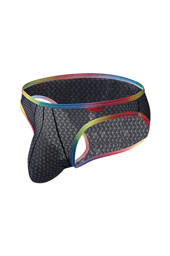 Bikini Men Mesh Low Rise Ice Silk Mens Underwear Quick Dry Loose Color Block Brief