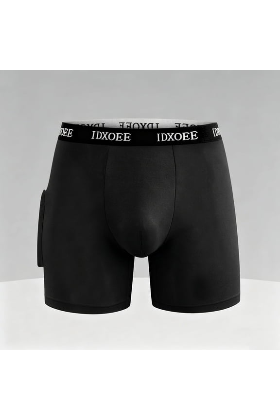 Boxer Briefs for Men Pocket Sport Long Leg Underwear for Men Slim Print Undershorts