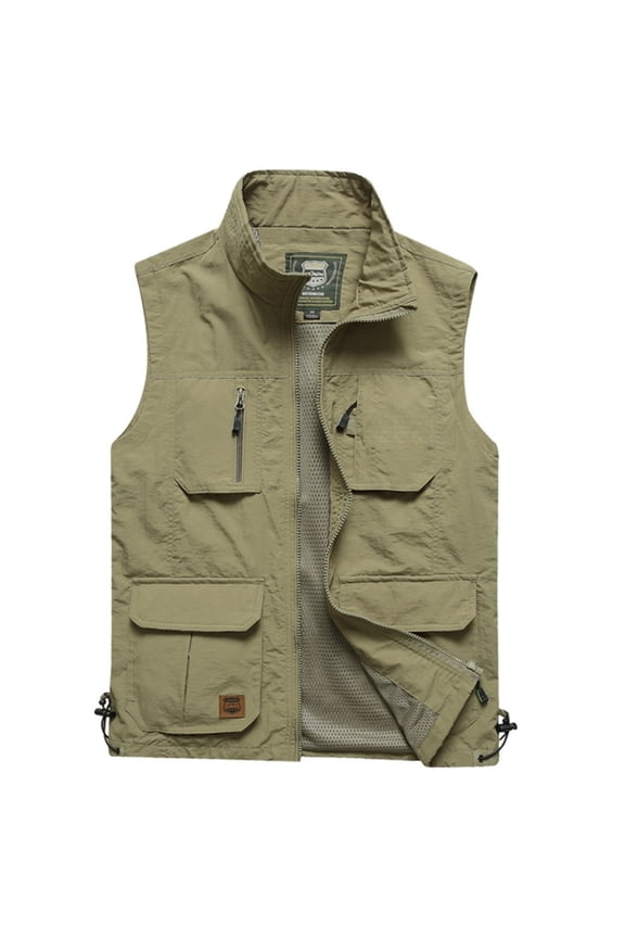 Cargo Tank Tops for Men Funnel Neck Summer Mens Clothes Loose Zipper Casual Sleeveless Solid Top