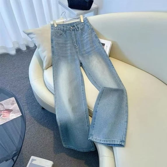 Zivyakyron High Waisted Womens Wide Leg Jeans Summer Baggy Full Length Denim Jeans for Women Plain Culottes Flowy Streetwear Casual Pants