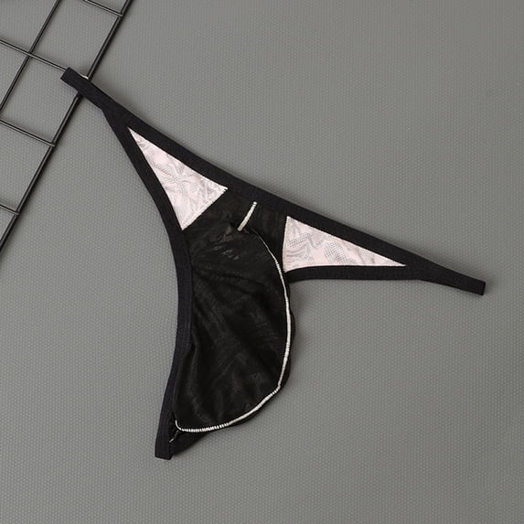 Zivyakyron Low Rise Mens Thong Mesh Lightweight Underwear for Men Plain Breathable Loose Brief