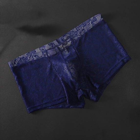 Zivyakyron Mens Boxers Briefs Lace Thin Transparent Underwear Men Slim Solid Undershorts
