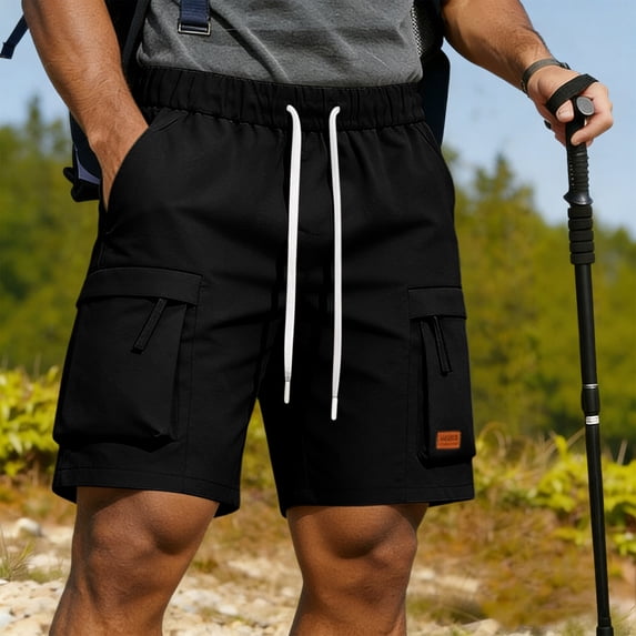 Zivyakyron Summer Athletic Shorts for Men Workout Cargo Mens Shorts Bermuda Drawstring Multi Pocket Loose